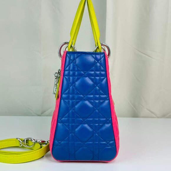 Dior Tri-color Leather Medium Lady Dior Shoulder Bag Tote - Picture 3 of 8